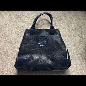 Tory Butch navy lambskin tote